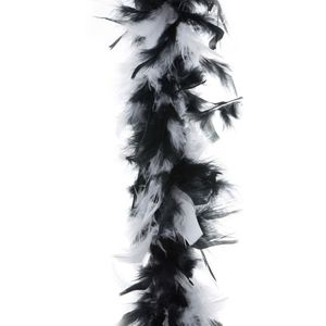 Carnaval verkleed veren Boa kleur zwart/witte mix 2 meter - Verkleedkleding accessoire