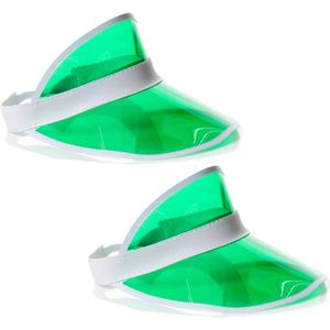 Partychimp Jaren 80 transparante zonnkleppen - 2x stuks - Groen