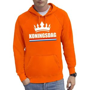 Oranje Koningsdag met een kroon hoodie / hooded sweater heren - Oranje Koningsdag kleding