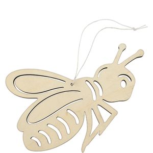 Houten decoratie hanger van een honingbij van 12 x 17 cm - Dieren/Lente/Zomer decoraties