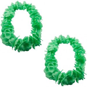 Set van 6x stuks hawaii kransen bloemen slingers neon  groen - Verkleed accessoires