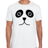 Panda / pandabeer gezicht verkleed t-shirt wit voor heren - Carnaval fun shirt / kleding / kostuum