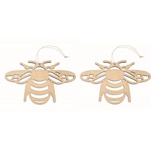 Set van 3x stuks houten decoratie hangers van een honingbij van 12 x 19 cm - Dieren/lente/zomer decoraties