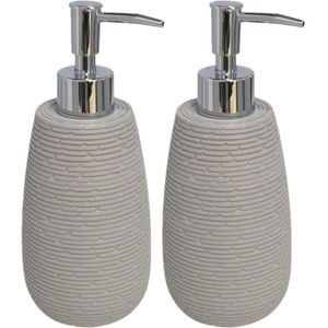 Set van 3x stuks zeeppompjes/zeepdispensers grijs kunststof 19 cm - Navulbare zeep houder - Toilet/badkamer accessoires