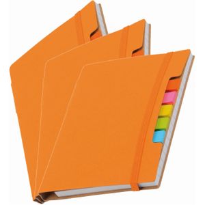 Pakket van 5x stuks schoolschriften/notitieboeken A6 gelinieerd - oranje - Inclusief pen