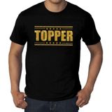 Toppers in concert Grote maten Topper t-shirt - zwart met gouden glitter letters - plus size heren