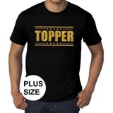 Toppers in concert Grote maten Topper t-shirt - zwart met gouden glitter letters - plus size heren