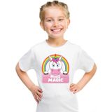 Miss Magic de eenhoorn t-shirt wit voor meisjes - eenhoorns shirt - kinderkleding / kleding