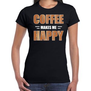 Coffee makes me happy / Koffie maakt me gelukkig t-shirt zwart voor dames - themafeest / outfit
