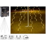 2x stuks LED vlaggenmast verlichting met 192 warm witte lampjes/lichtjes 208 cm hoog - Kerstverlichting/verlichting buiten