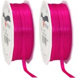 3x Luxe Hobby/decoratie fuchsia roze satijnen sierlinten 0,6 cm/6 mm x 50 meter- Luxe kwaliteit - Cadeaulint satijnlint/ribbon