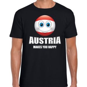 Austria makes you happy landen t-shirt Oostenrijk met emoticon - zwart - heren -  Oostenrijk landen shirt met Oostenrijkse vlag - EK / WK / Olympische spelen outfit / kleding