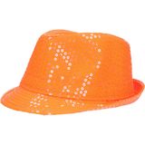 Verkleed hoedje Koningsdag/Nederland sport - 2x - oranje - volwassenen - met pailletten glitters