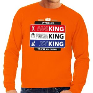 Oranje Kingsday If you like - Sweater voor heren - Koningsdag kleding