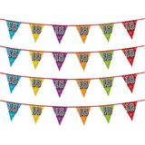 4x stuks vlaggenlijnen met glitters 18 jaar thema feestartikelen - Verjaardag versieringen - 8 meter - Plastic