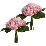 Atmosphera kunstbloemen 2 boeketten 9 roze rozen 30 cm