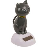 Out of the Blue - Solar bewegend katje - grijs 12 cm - Huis katten beeldjes/cadeau