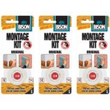 3x Rollen Bison Montagekit Tape Transparant 19 Mm X 1,5 M - Dubbelzijdige Tape - Klustape