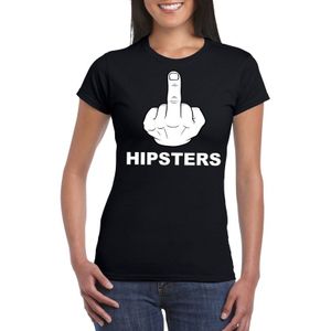 Fuck hipsters t-shirt zwart - dames - katoen