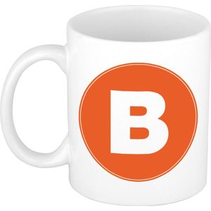 Mok / beker met de letter B oranje bedrukking voor het maken van een naam / woord - koffiebeker / koffiemok - namen beker