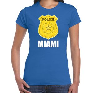 Police embleem Miami t-shirt blauw voor dames - politie agent - verkleedkleding / kostuum