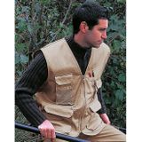 Outdoor/werk bodywarmer beige voor heren - Outdoorkleding/werkkleding - Mouwloze vissers/tuinier vesten