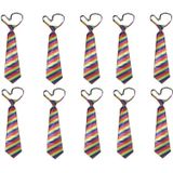 10x Gestreepte stropdas regenboog print - Hippie - Gay pride - Carnaval verkleed accessoire