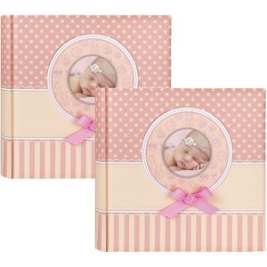 2x Fotoboek/fotoalbum Matilda baby meisje met 30 paginas roze - 31 x 31 x 3,5 cm - Babyfotos - Babyalbum