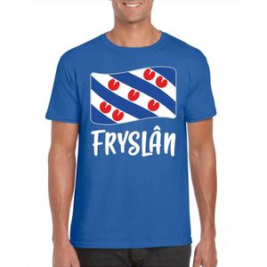 Blauw t-shirt met Friese vlag heren - Fryslan shirts