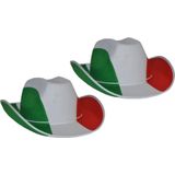 4x stuks cowboyhoed supporters Italie - Landen vlaggen verkleed feestartikelen