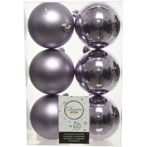 6x Lila paarse kunststof kerstballen 8 cm - Mat/glans - Onbreekbare plastic kerstballen - Kerstboomversiering lila paars