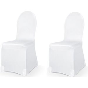 Set van 50x stuks universele witte elastische stoelhoezen 50 x 105 cm - Trouwerij/bruiloft feestartikelen versiering