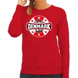 Have fear Denmark is here sweater met sterren embleem in de kleuren van de Deense vlag - rood - dames - Denemarken supporter / Deens elftal fan trui / EK / WK / kleding