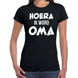 Hoera ik word oma - t-shirt zwart voor dames - Cadeau aanstaande oma / grootmoeder