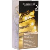 2x Timer draadverlichting zilver 20 warm witte lampjes - 95 cm - Microverlichting warm wit lichtsnoer