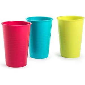 24x stuks Drinkglazen/limonadeglazen gekleurd 360 ml - Sapglazen/waterglazen onbreekbaar kunststof voor kinderen