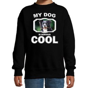 Border collie honden trui / sweater my dog is serious cool zwart - kinderen - Border collies liefhebber cadeau sweaters - kinderkleding / kleding