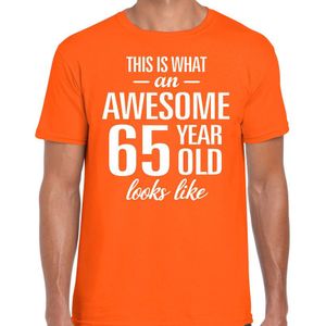 Awesome 65 year - geweldige 65 jaar cadeau t-shirt oranje heren -  Verjaardag cadeau