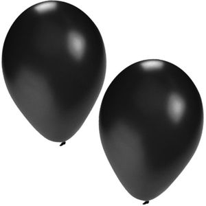 Bellatio Decorations ballonnen - 100 stuks - zwart - 27 cm - helium of lucht - verjaardag / versiering