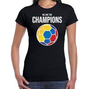 Colombia WK supporter t-shirt - we are the champions met Colombiaanse voetbal - zwart - dames - kleding / shirt