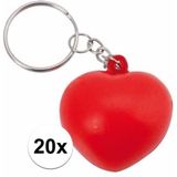 20x Stressbal sleutelhanger hartje 3,6 cm