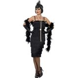 Zwarte jaren 20 Charleston flapper dress/jurk lang voor dames - twenties verkleedkleding kostuum jurk