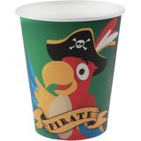 Santex piraten thema feest wegwerp bekertjes - 20x stuks - 270 ml - karton - piraat themafeest