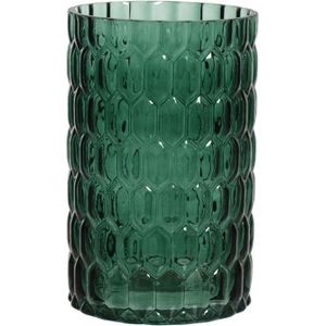 Decoris vaas/bloemenvaas cilinder glas - D13 x H30 cm - emerald groen