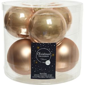 18x stuks kerstballen toffee bruin van glas 8 cm - mat en glans - Kerstversiering/boomversiering