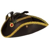 Boland Carnaval verkleed hoed voor een Piraat - zwart/goud - polyester - heren/dames