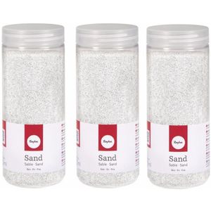 3x Fijn decoratie zand wit 475 ml - Zandkorrels - Hobby/decoratiemateriaal