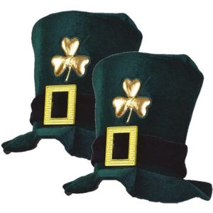 2x stuks st. Patricks day thema hoed fluweel  - feestartikelen en carnaval verkleed accessoires