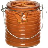 Citronella windlicht met kaars - 3x - paars/blauw en oranje - 20 branduren - citrusgeur