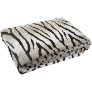 Fleece deken tijger strepen dierenprint 150 x 200 cm - Woondecoratie plaids/dekentjes met dierenprint